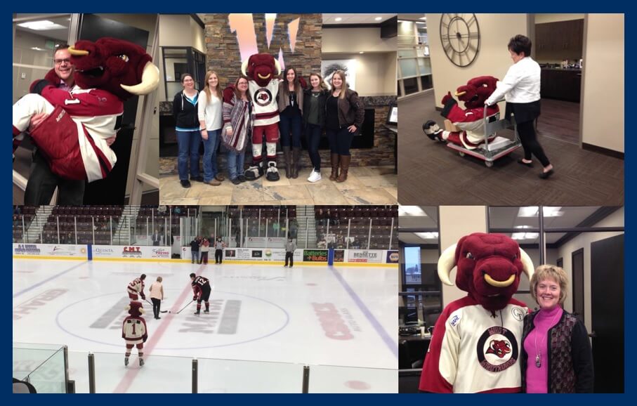 Collage of photos with minatauros mascot.