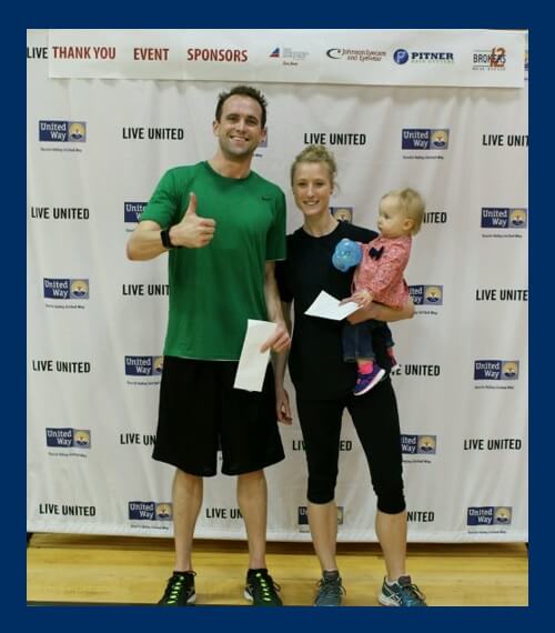 Brad Stai and Amanda Safranski pose after winning Spin United.