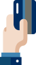 Cartoon image of a hand holding a debit card.