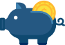 Cartoon image of a piggy bank.