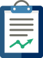 Cartoon image of a chart on a clipboard.